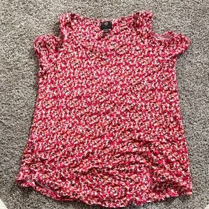 JM Collection Red and White Floral Blouse